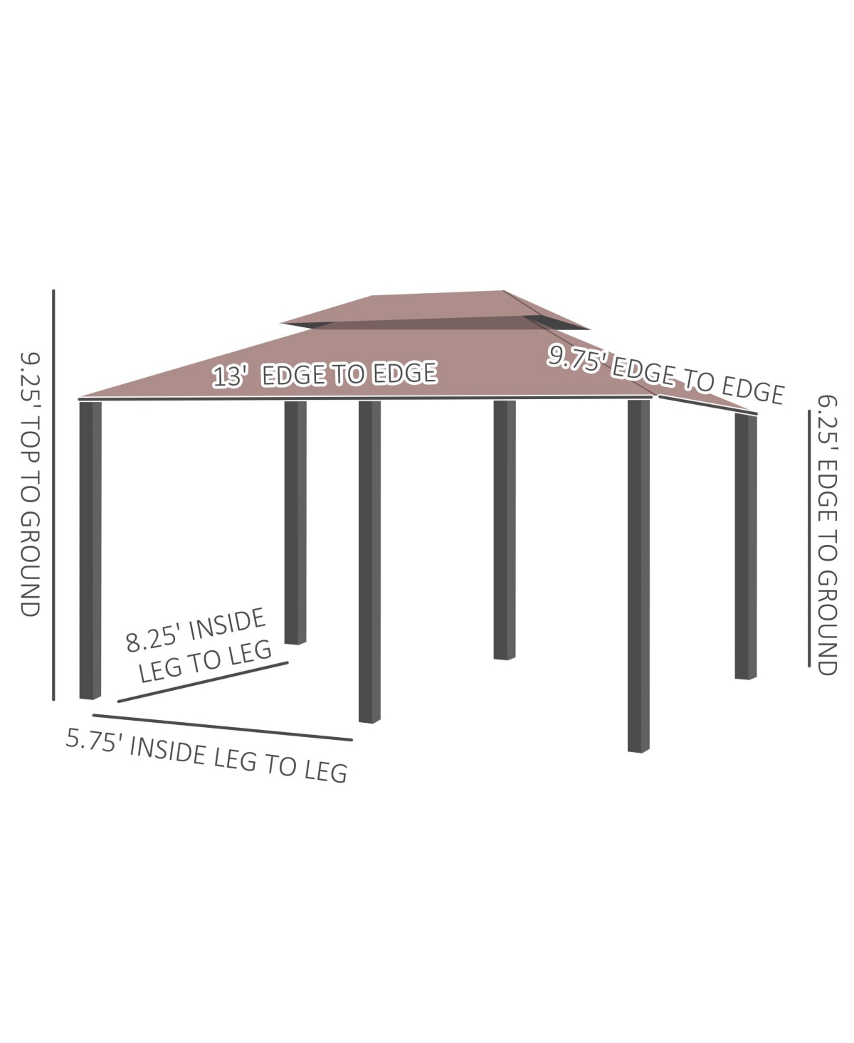 10' x 13' Outdoor Soft Top Gazebo Pergola with Curtains, 2-Tier Steel Frame Gazebo for Patio, Khaki - Beige/Khaki