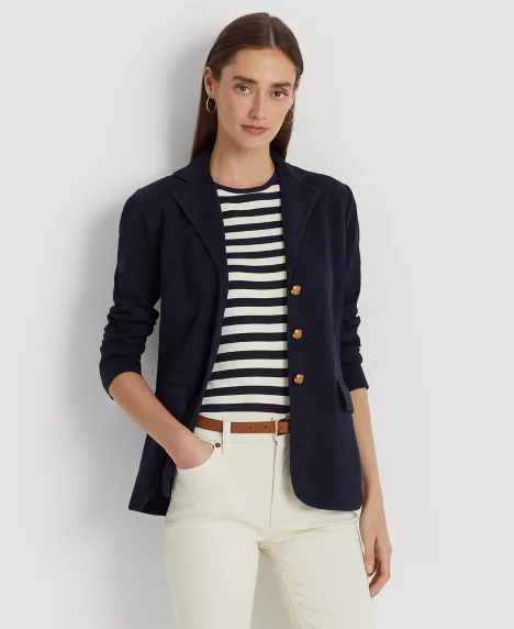 Petite Sweater-Knit Blazer - Lauren Navy