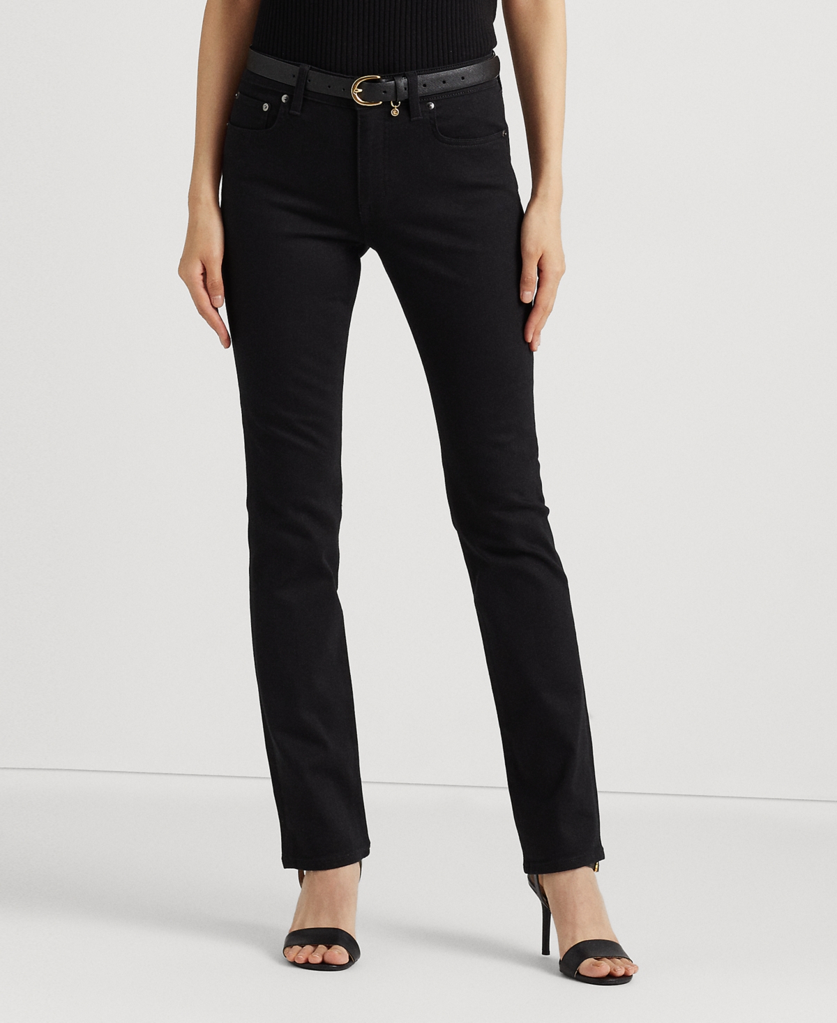 Lauren Ralph Lauren Super Stretch Premier Straight Jeans, Regular And Short Lengths In Black