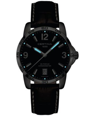 Men's Swiss DS Podium Brown Leather Strap Watch 40mm