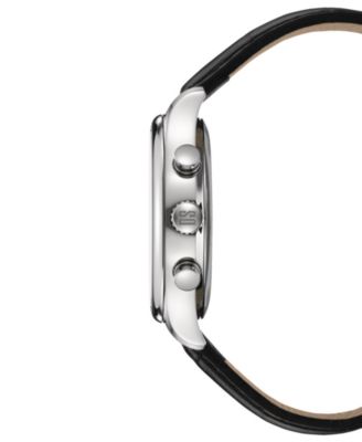 Men's Swiss Chronograph DS-8 Moon Phase Black Leather Strap Watch 42mm