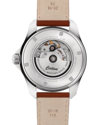 Men's Swiss Automatic DS Action Brown Leather Strap Watch 41mm