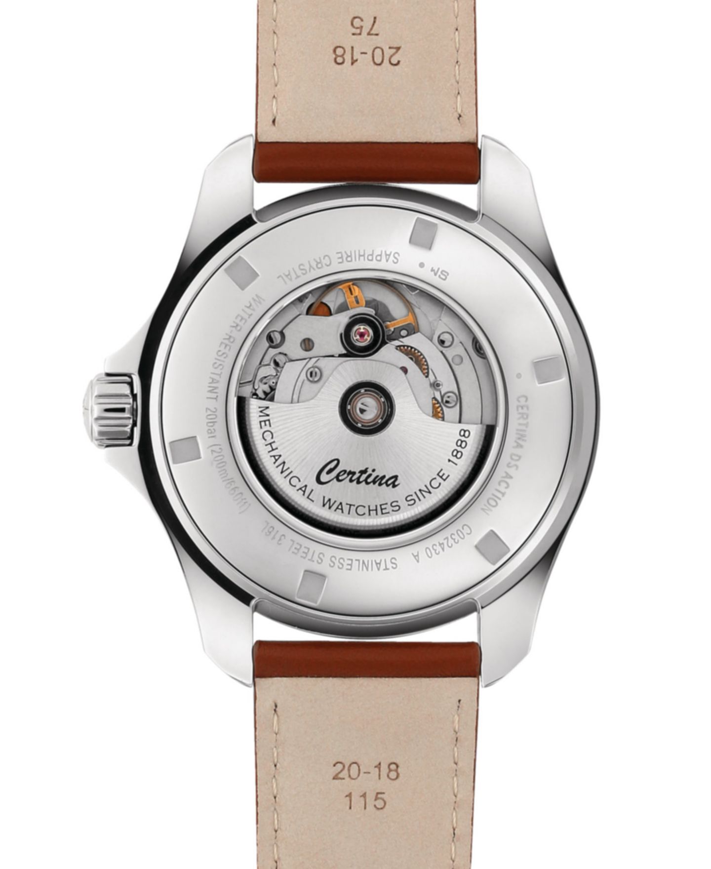 Мужские часы Certina Swiss Automatic DS Action Brown Leather Strap Watch 41mm — фото 2