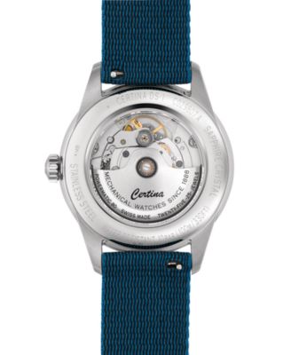 Men's Swiss Automatic DS-1 Blue Synthetic Strap Watch 40mm Gift Set