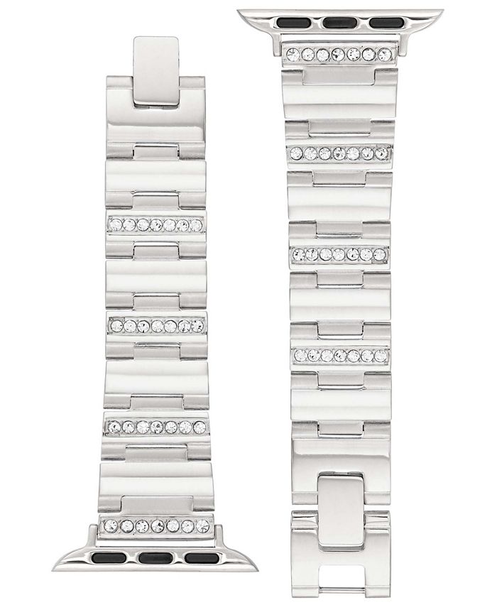 Anne Klein Women's Grooved Silver-Tone Alloy with Crystal Accents ...