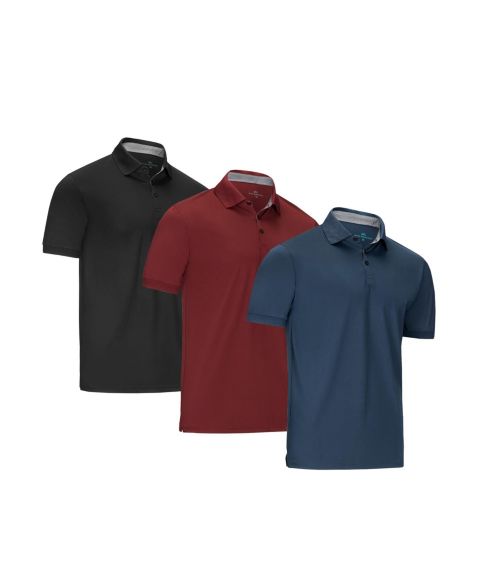 Мужские поло Mio Marino Lightweight Performance Stretch Golf Polo Shirt - 3 Pack, цвет: Чёрный / Бордовый