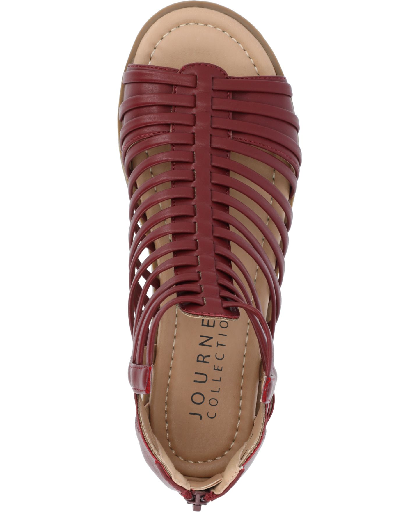 Женские сандалии Journee Collection Delilah Gladiator Sliver Wedge, цвет: Винный — фото 4