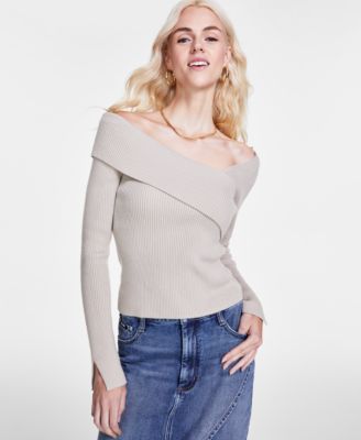 DKNY Jeans - Women's Asymmetrical-Neck Ribbed Sweater