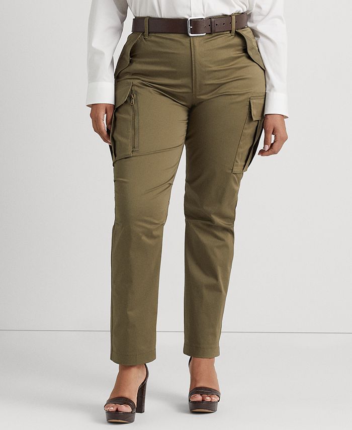 Lauren Ralph Lauren Plus Size Cotton Sateen Cargo Pants - Macy's