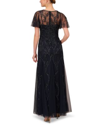 thumbnail image 2 of Adrianna Papell Women's 3/4 Sleeve Beaded Illusion Gown W/Sweetheart Neckline 14 2 of 11