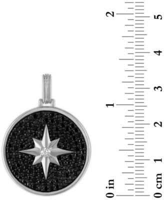 Black Spinel & Cubic Zirconia North Star Disc Pendant in Sterling Silver, Created for Macy's