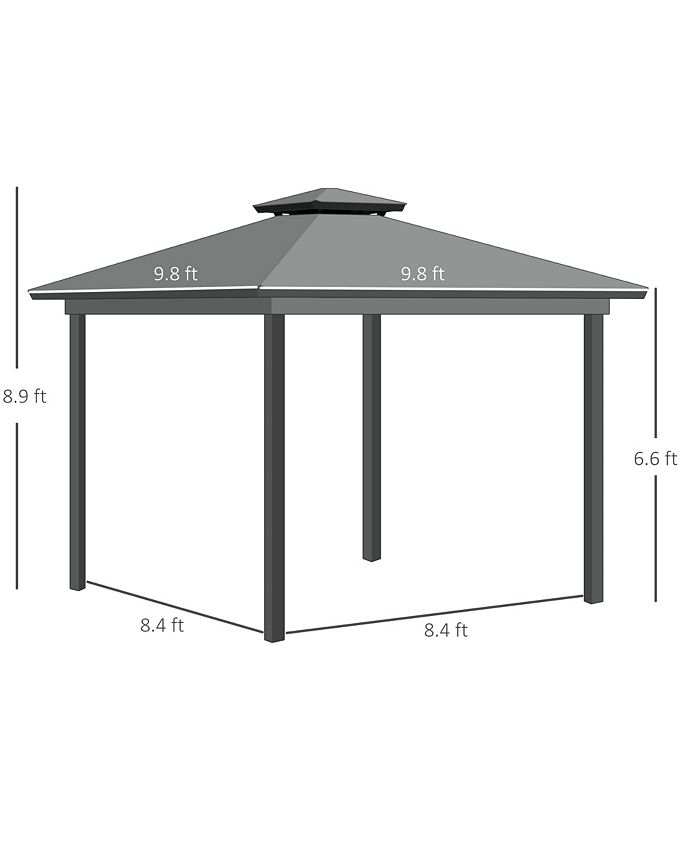 Outsunny 10x10 Hardtop Gazebo with Aluminum Frame, Permanent Metal Roof