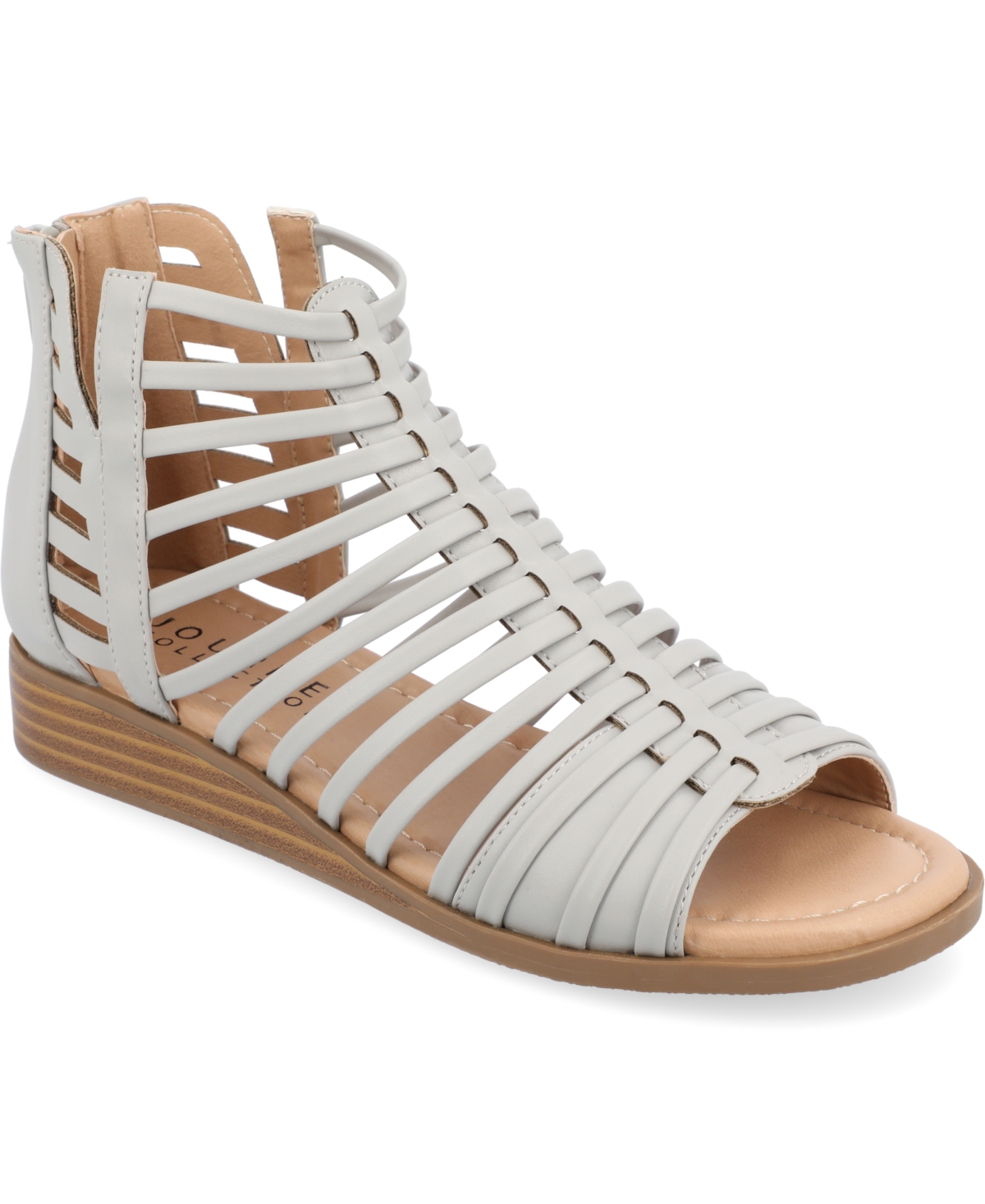 Journee Collection Women's Delilah Gladiator Sliver Wedge Sandals