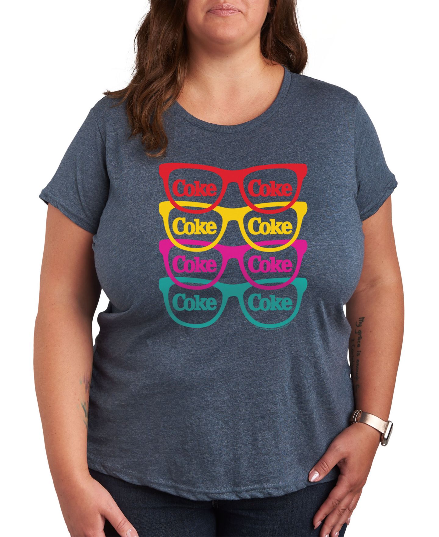 Женская футболка Hybrid Apparel Trendy Plus Size Coca Cola Graphic, цвет: Синий — фото 1