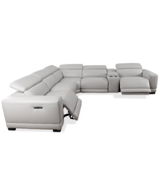 CLOSEOUT! Krofton 6-Pc. Beyond Leather Fabric Sectional with 2 Power Motion Recliners and 1 Console