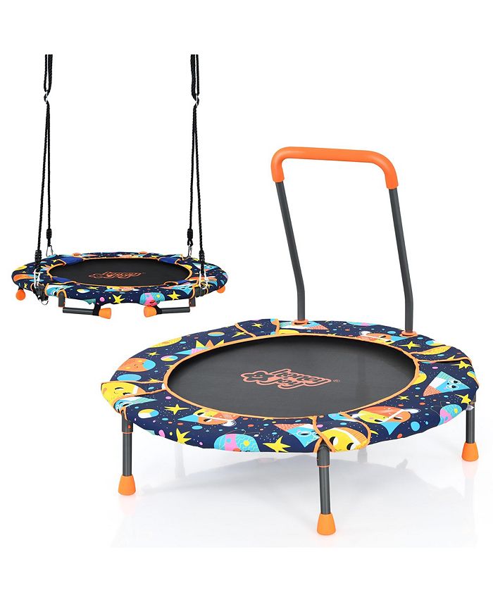 Costway 36''Convertible Swing & Trampoline Set Toddler Kids Fitness