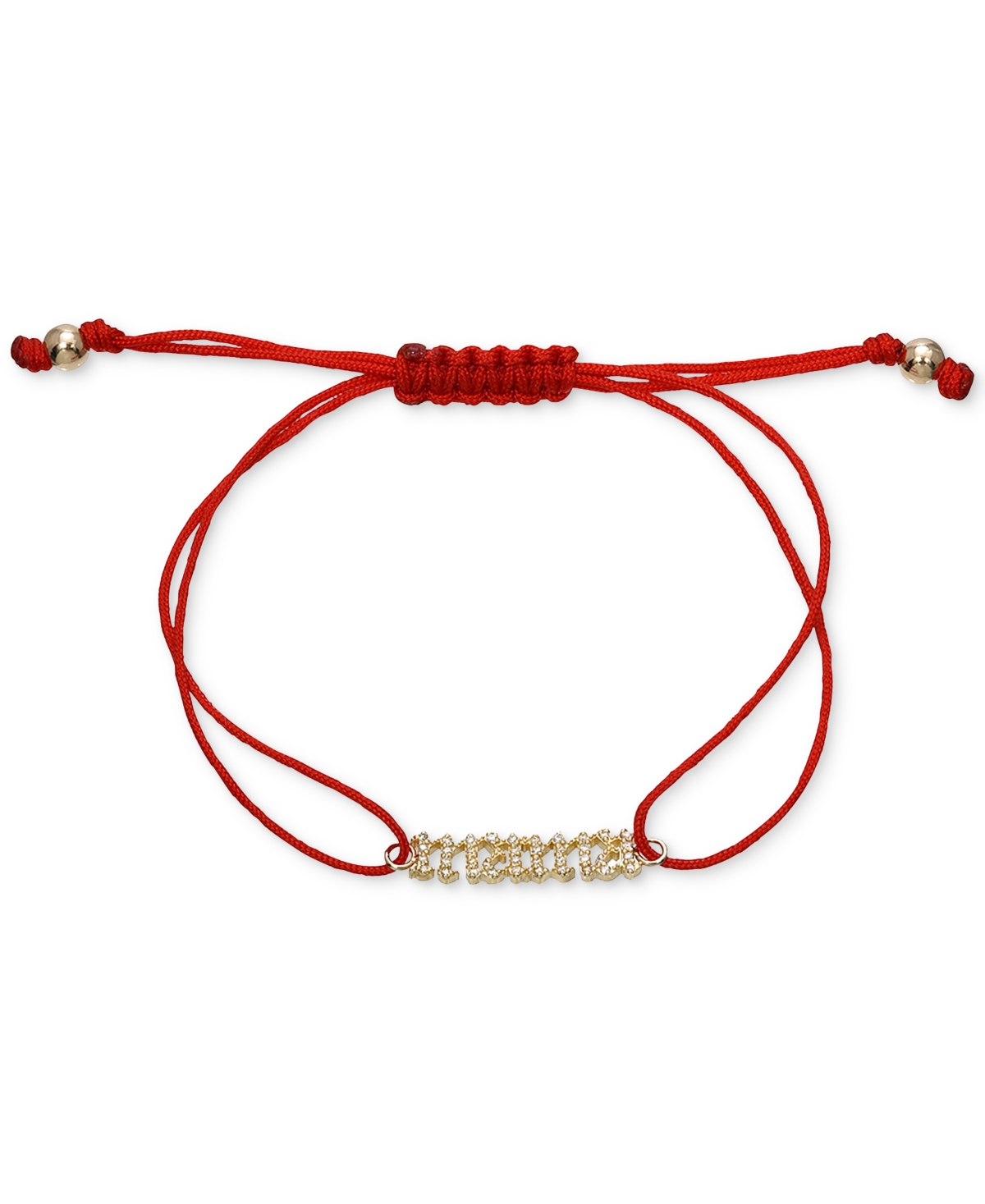 Zoe Lev 14k Gold Polished Diamond Mama Fortune Red String Bolo Bracelet In Red/gold