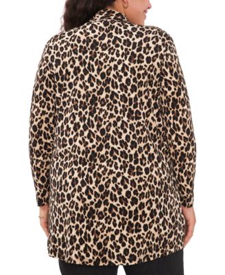 Vince Camuto Trendy Plus Size Leopard-Print Cardigan