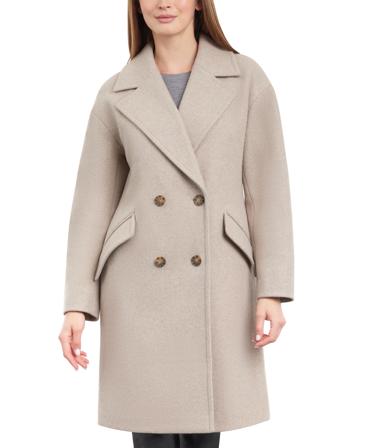 Lucky Brand Women's Double-breasted Drop-shoulder Coat In Oatmeal