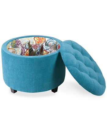 Furniture - Kayla Fabric Storage Ottoman