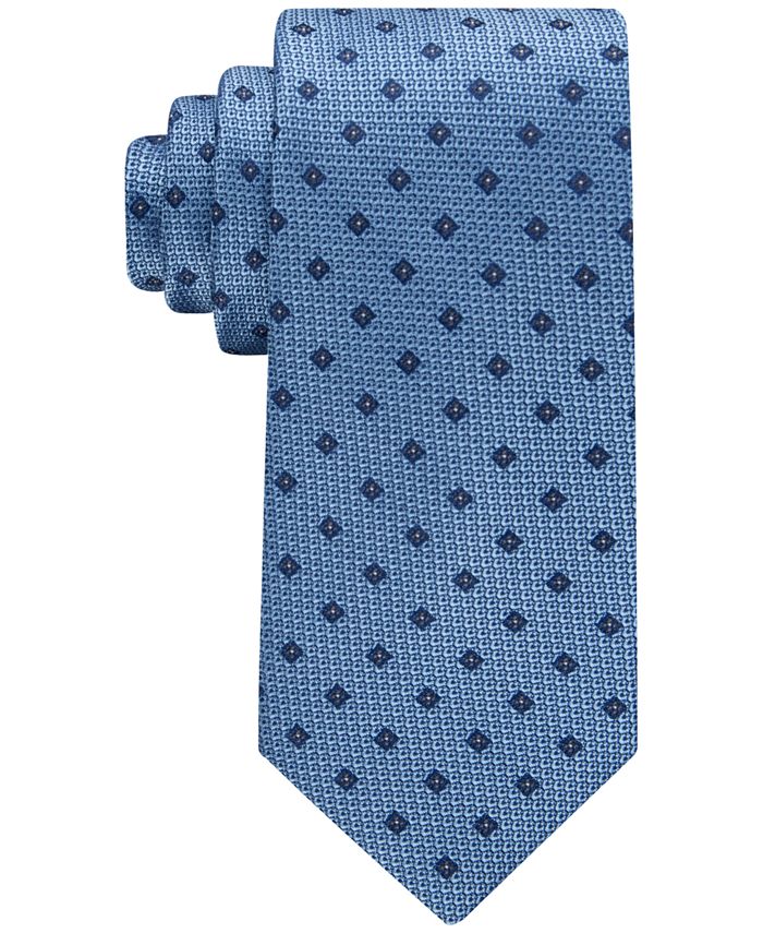 Calvin Klein Men's Micro Squares Skinny Silk Tie Navy Size Regular