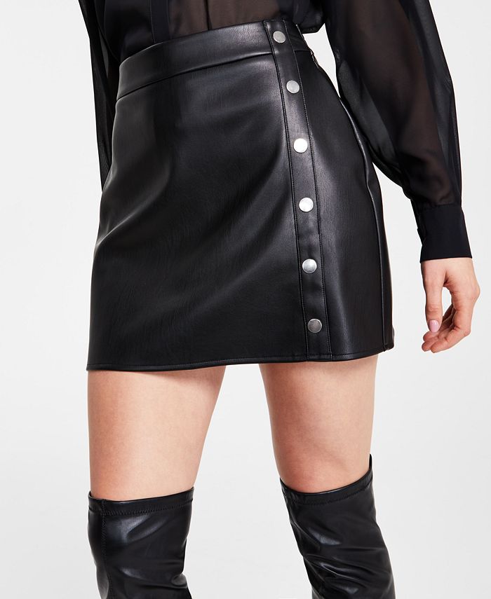 Bar III Women's Faux-Leather Studded Mini Skirt, Created for Macy's ...