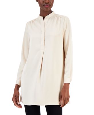 Anne Klein - Women's Textured Charmeuse Nehru Tunic
