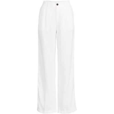 Plus Size High Rise Wide Leg Linen Pleated Pants