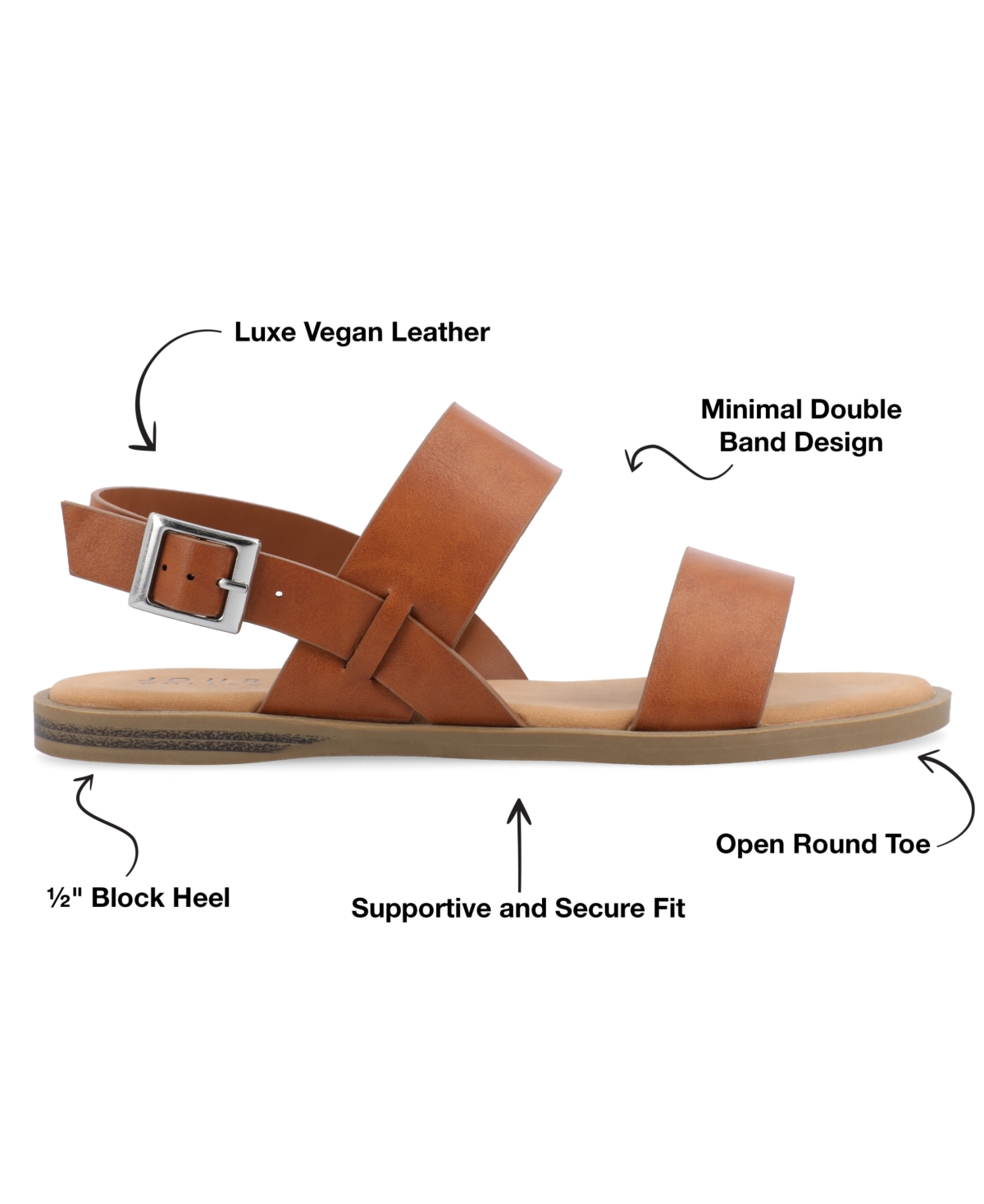 Shop Journee Collection Women's Lavine Double Strap Flat Sandals In Cognac