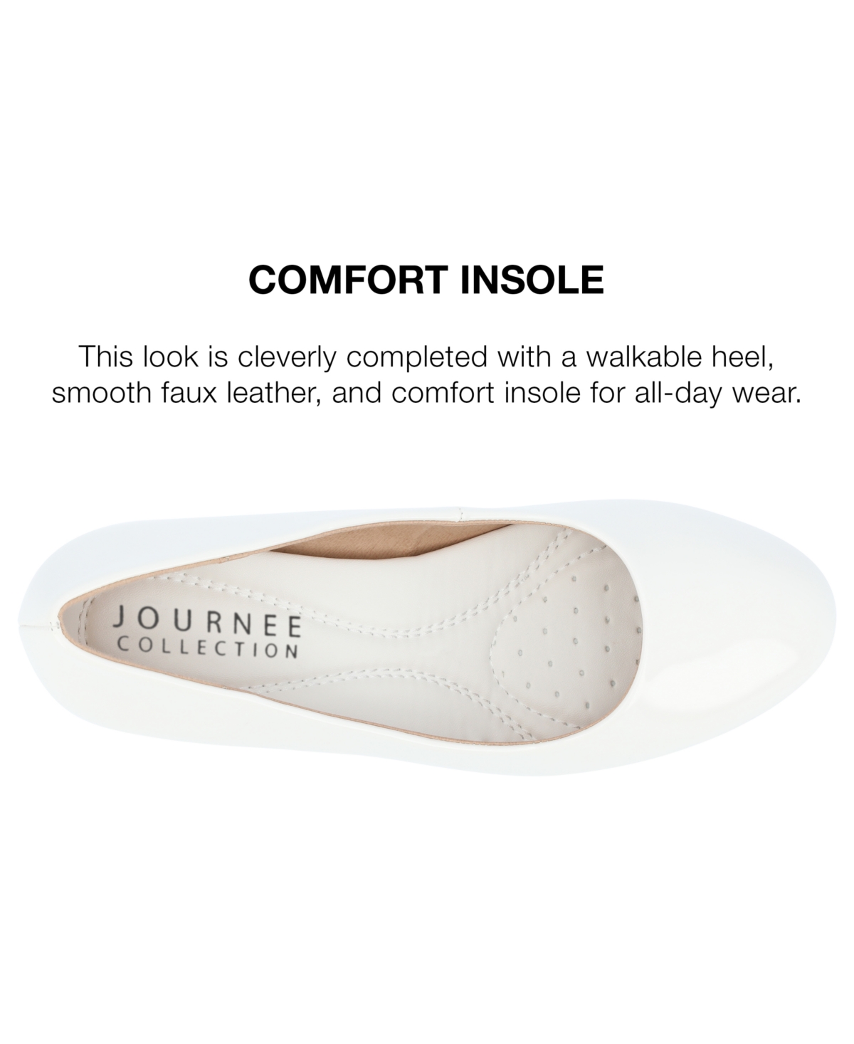 Journee Collection Luu Round Toe Pump In White Patent