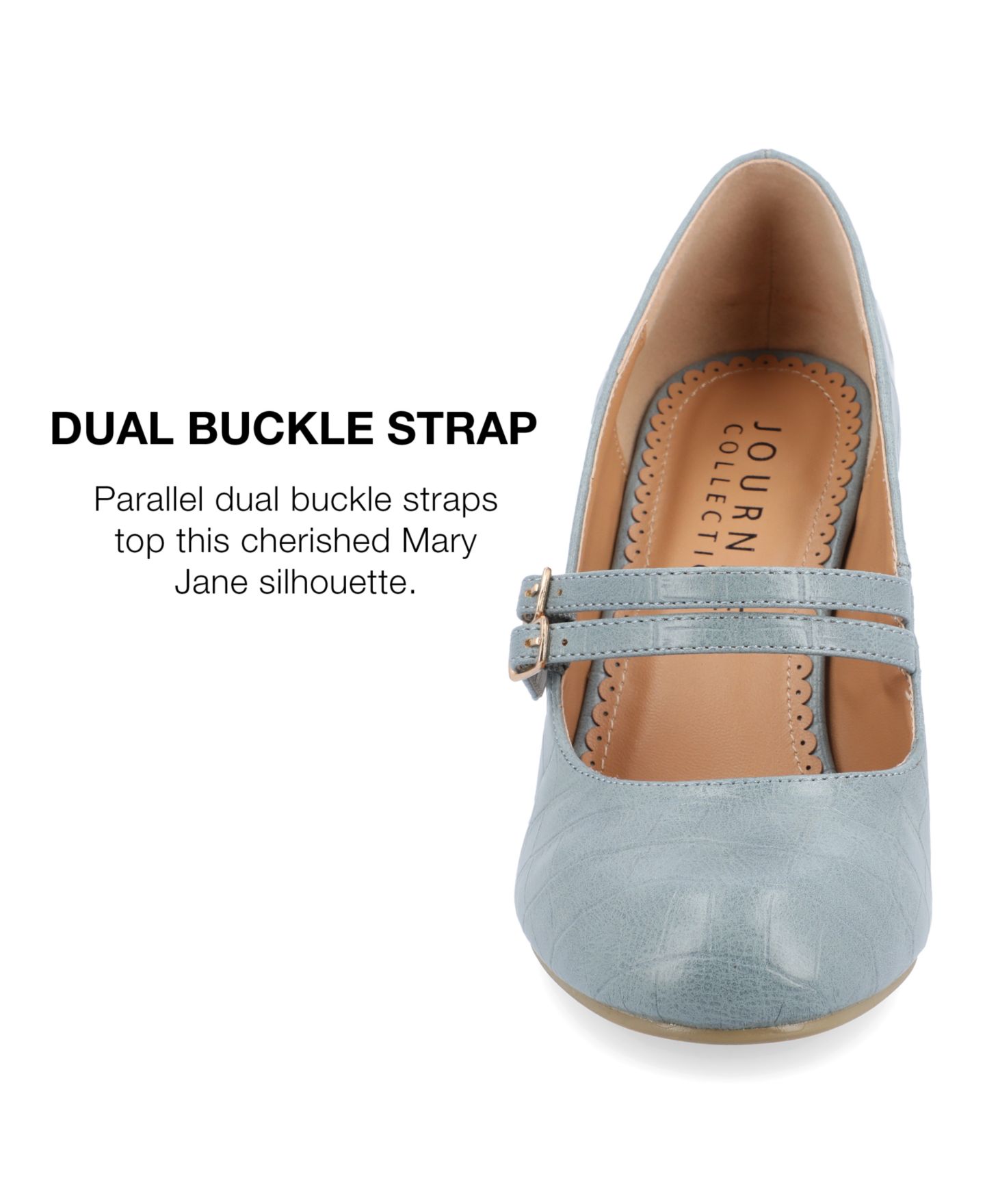 Женские туфли Journee Collection Windy Double Strap Mary Jane, цвет: Синий — фото 7