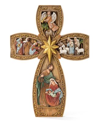 Napco Ornate Gold-Tone Cross with Holy Family with Kickstand - Macy's