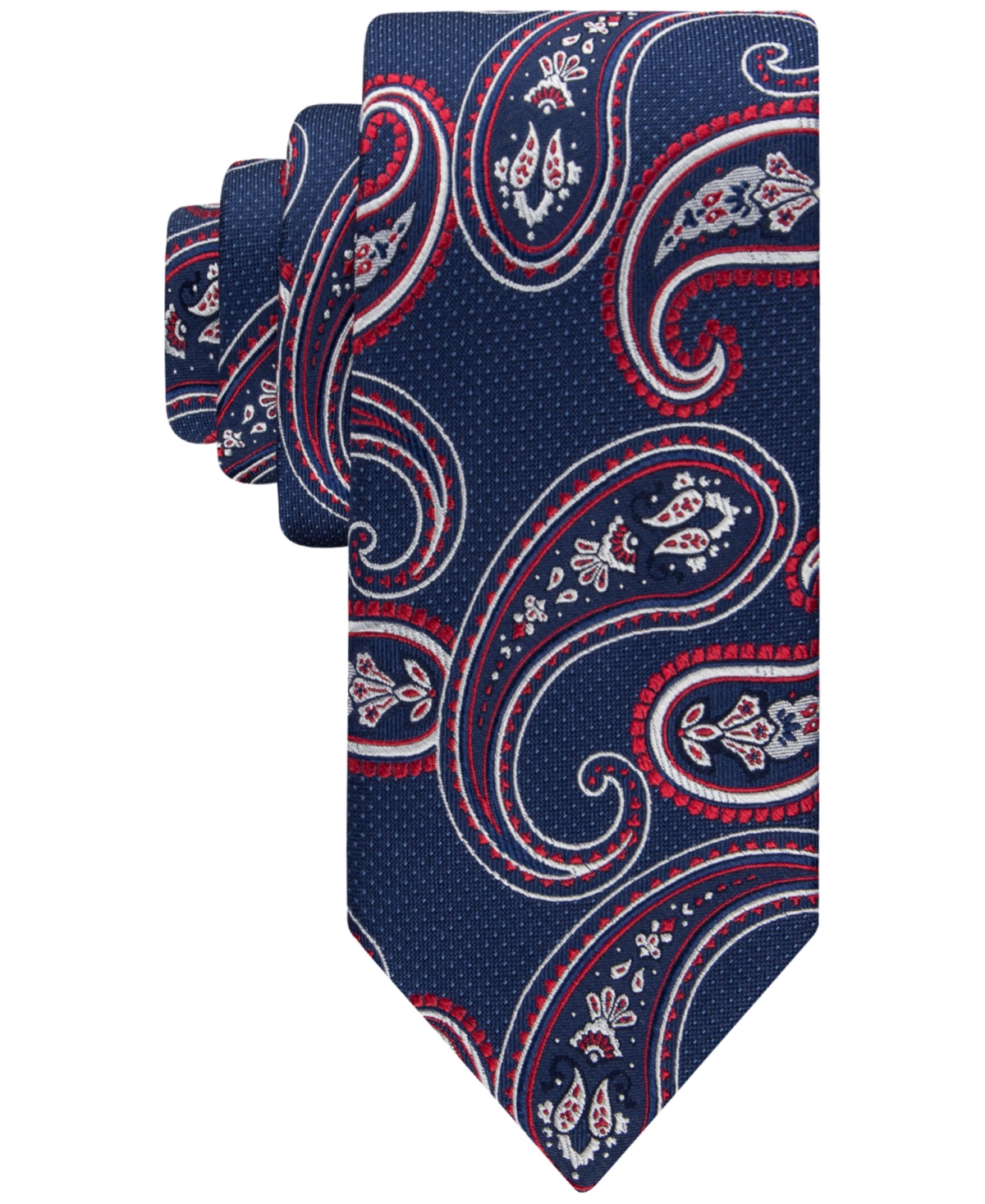 Tommy Hilfiger Men's Paisley Tie In Navy Red