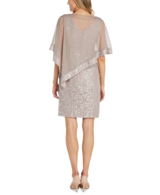 R & M Richards Petite Sequined Lace Poncho Dress - Macy's