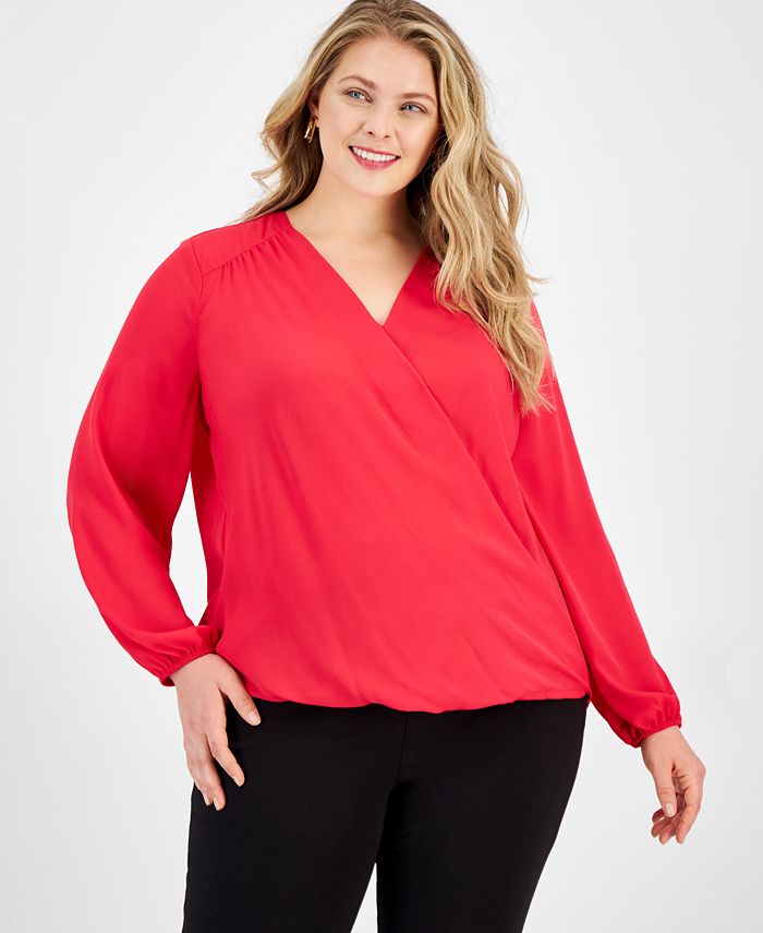 I.N.C. International Concepts Plus Size Surplice Top, Created for Macy ...