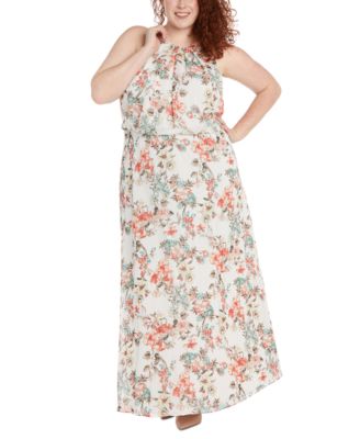 R & M Richards - Plus Size Floral-Print A-Line Maxi Dress