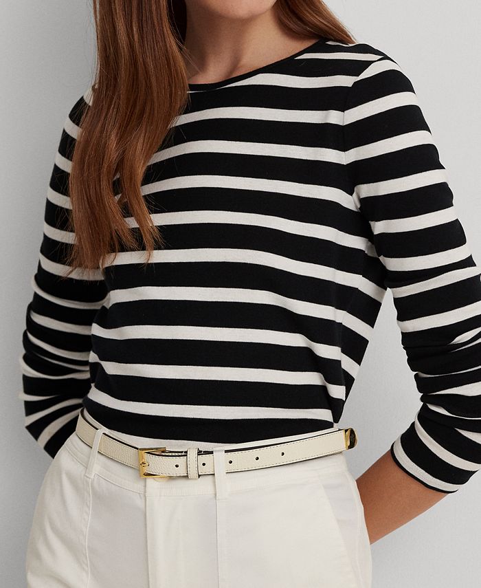 Lauren Ralph Lauren Monogram Striped Cotton T-Shirt - Macy's