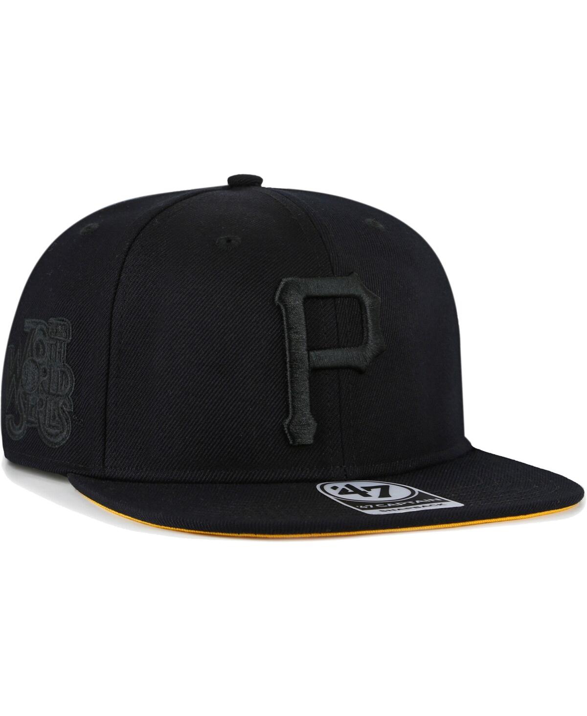 47 Brand Men's ' Pittsburgh Pirates Black On Black Sure Shot Captain Snapback Hat