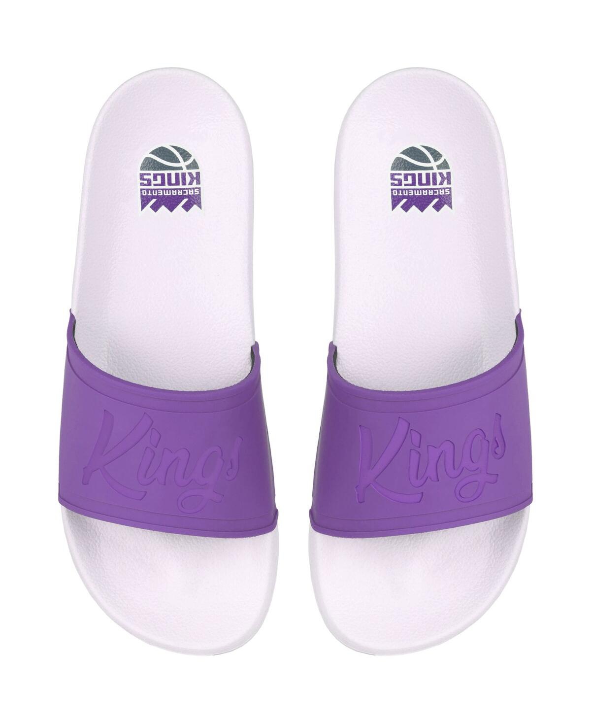 Foco Women's  Sacramento Kings Script Wordmark Slide Sandals In White