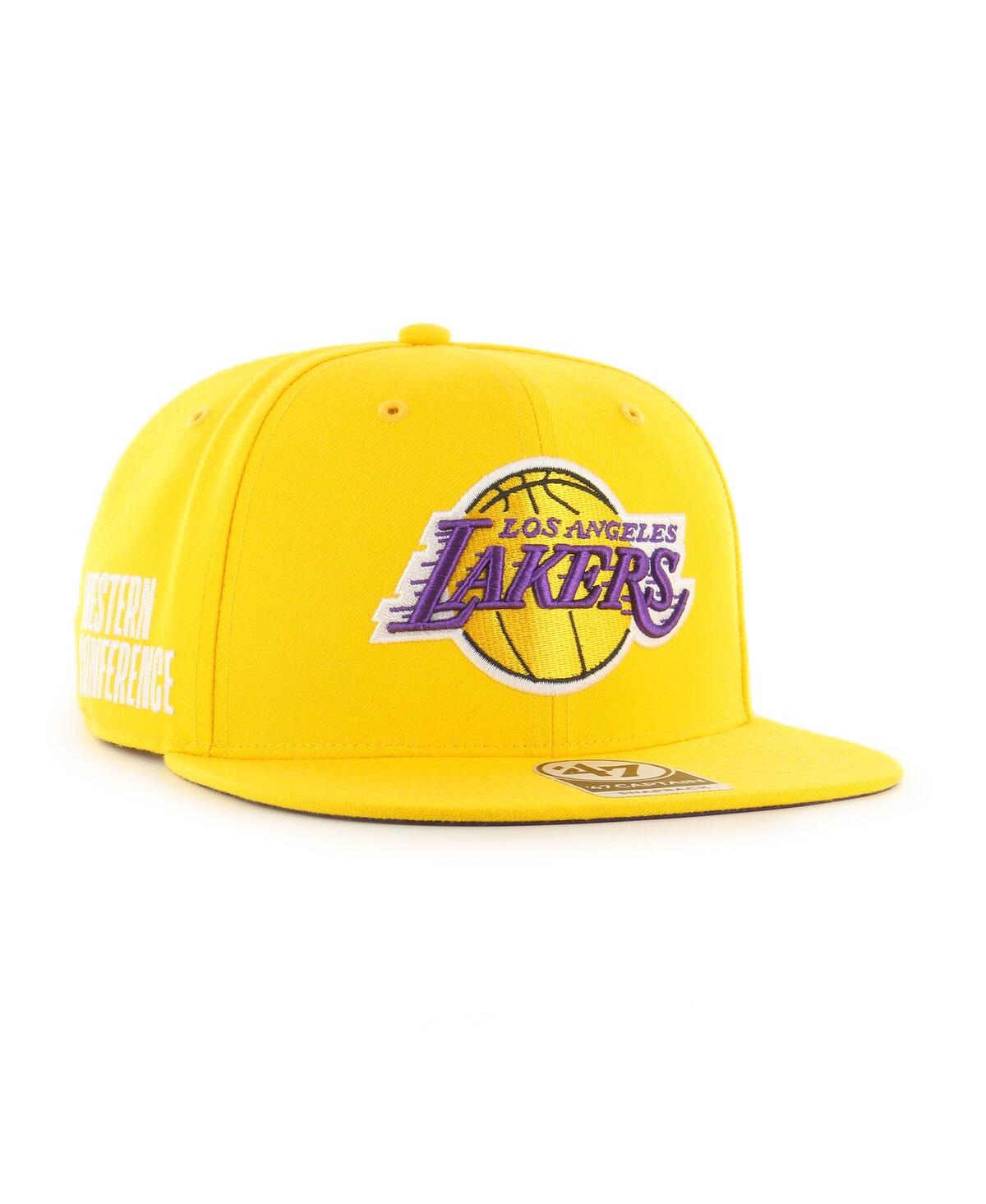 Shop 47 Brand Men's ' Gold Los Angeles Lakers Sure Shot Captain Snapback Hat