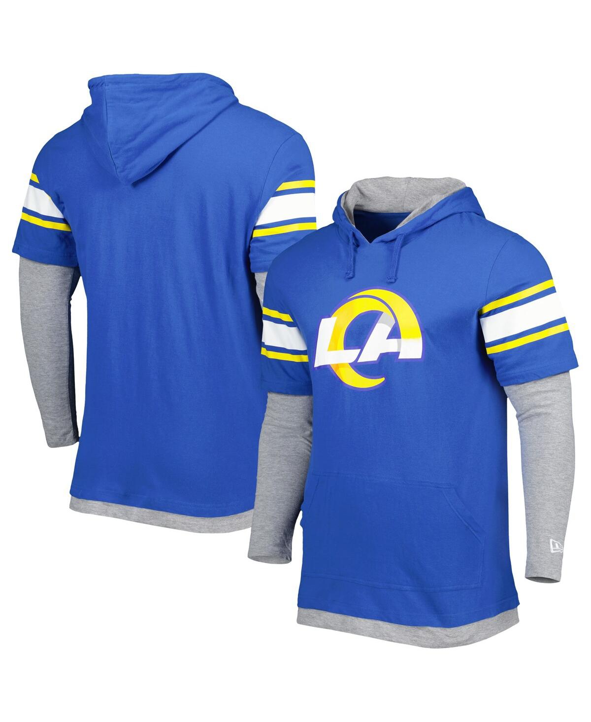 NEW ERA MEN'S NEW ERA ROYAL LOS ANGELES RAMS LONG SLEEVE HOODIE T-SHIRT 