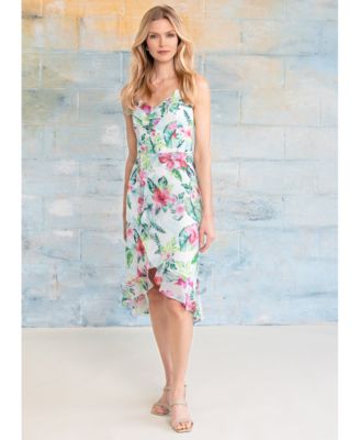 Tropical-Print Midi Dress