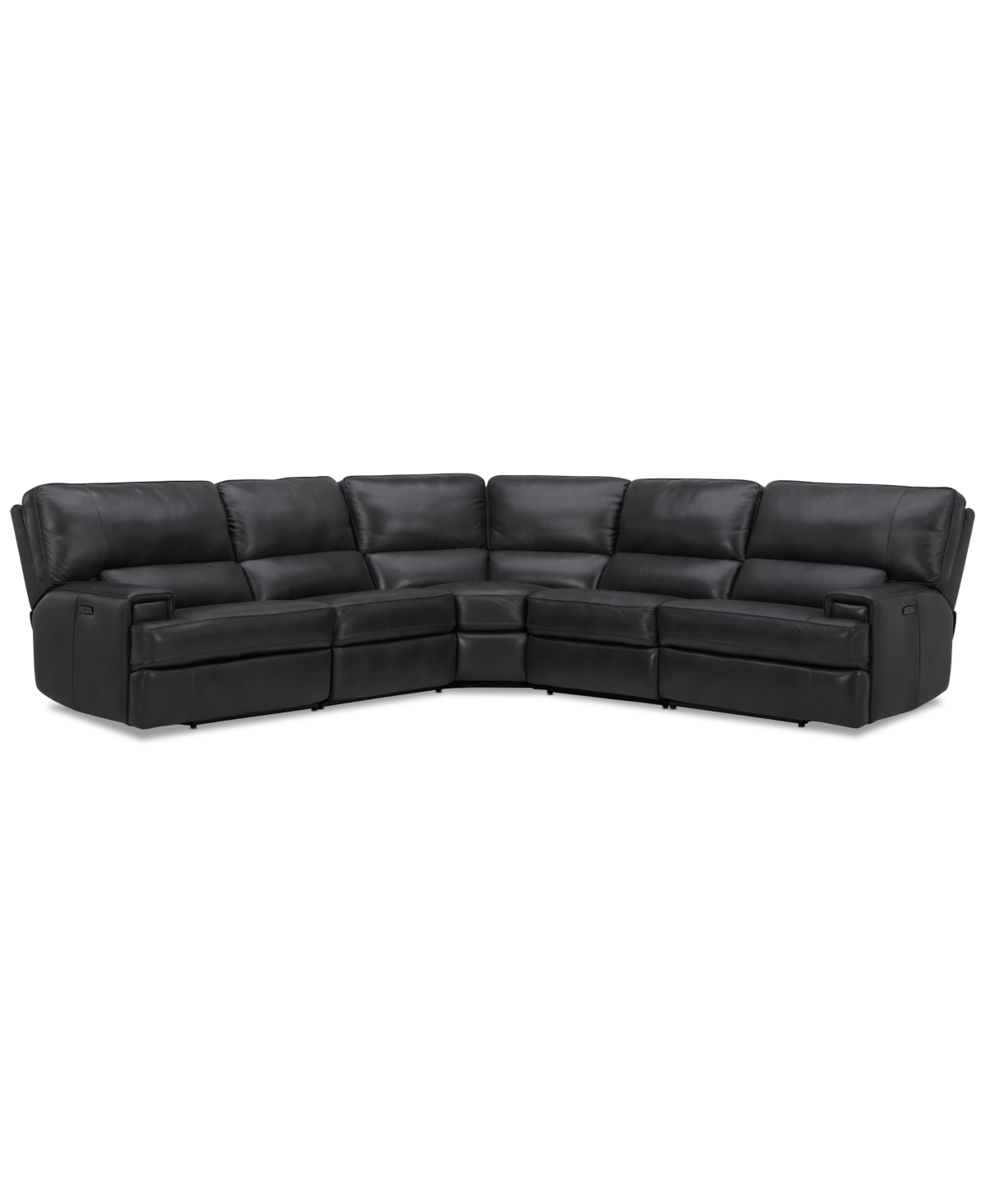 Furniture Binardo 123" 5 Pc Zero Gravity Leather Sectional With 2 Power Recliners, Created For Macy's In Charcoal