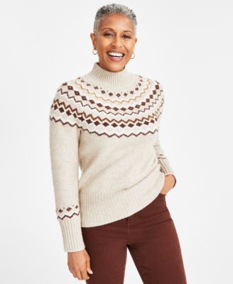 Women's Fair Isle Mock-Neck Sweater, Created for Macy's 
