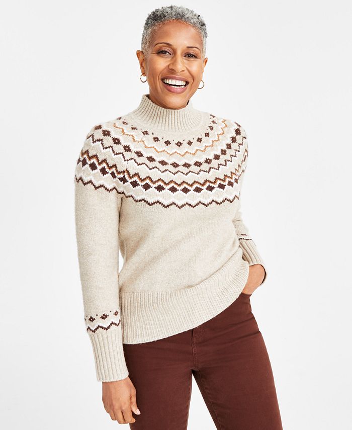 Fair isle mock neck sweater new arrivals