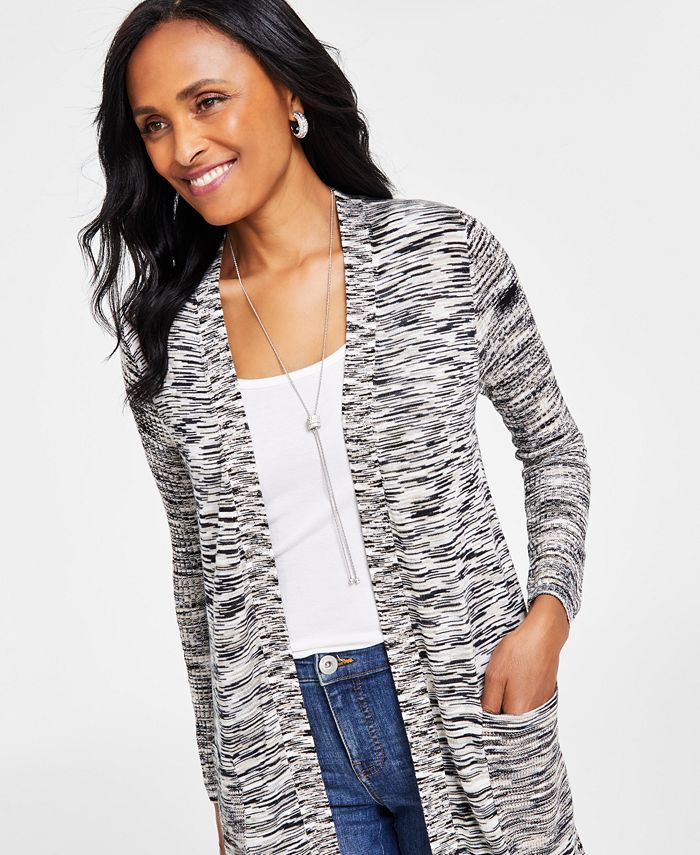 INC International Concepts Neuf Noir Imprimé Cardigan Ouvert S