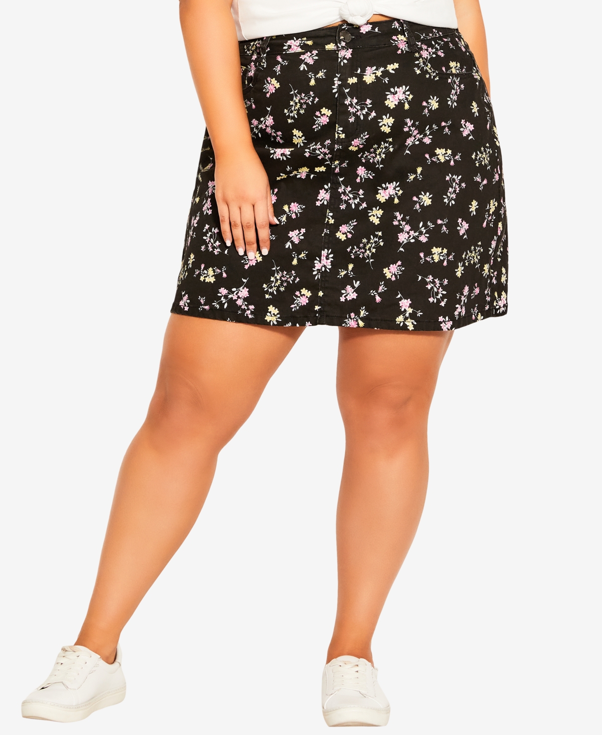 CITY CHIC TRENDY PLUS SIZE FLORAL SUMMER DITSY SKIRT