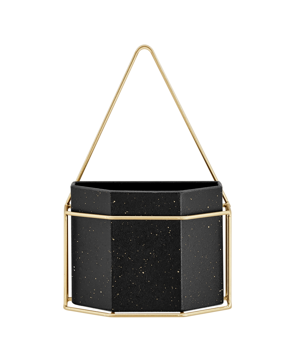 Danya B Modern Geometric Metal 3-piece Wall Planters Set In Black,gold
