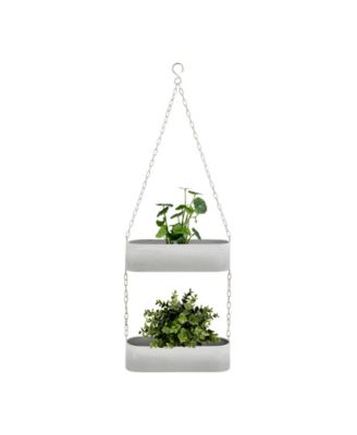 Two-Tier Hanging Metal Trough Wall Planter