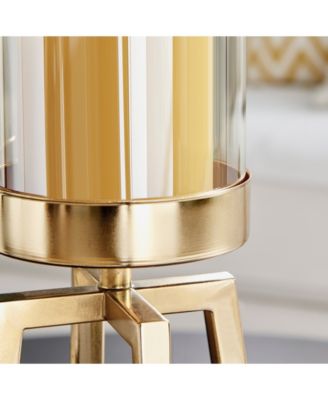 Maeve Tinted Glass Warm Pedestal Hurricane 2-Piece Candle Holders Set